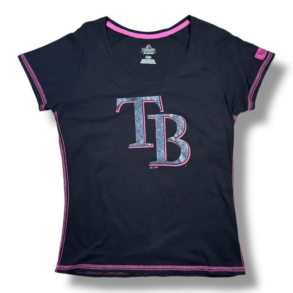 Majestic MLB Woman’s Tampa Bay Rays Baseball T-Shirt Sz L